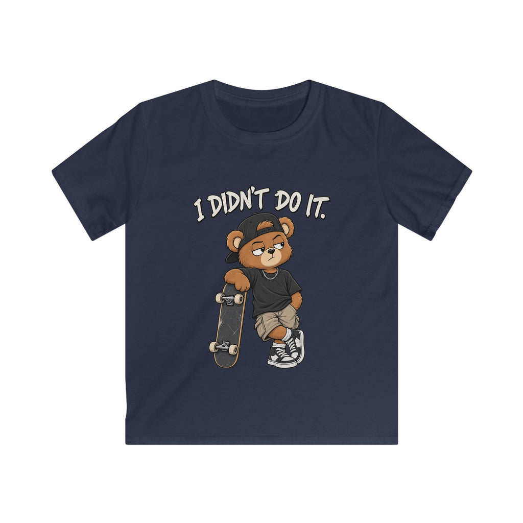Kids Skateboard Tee "I Didn't Do It" Bear Funny Graphic Shirt