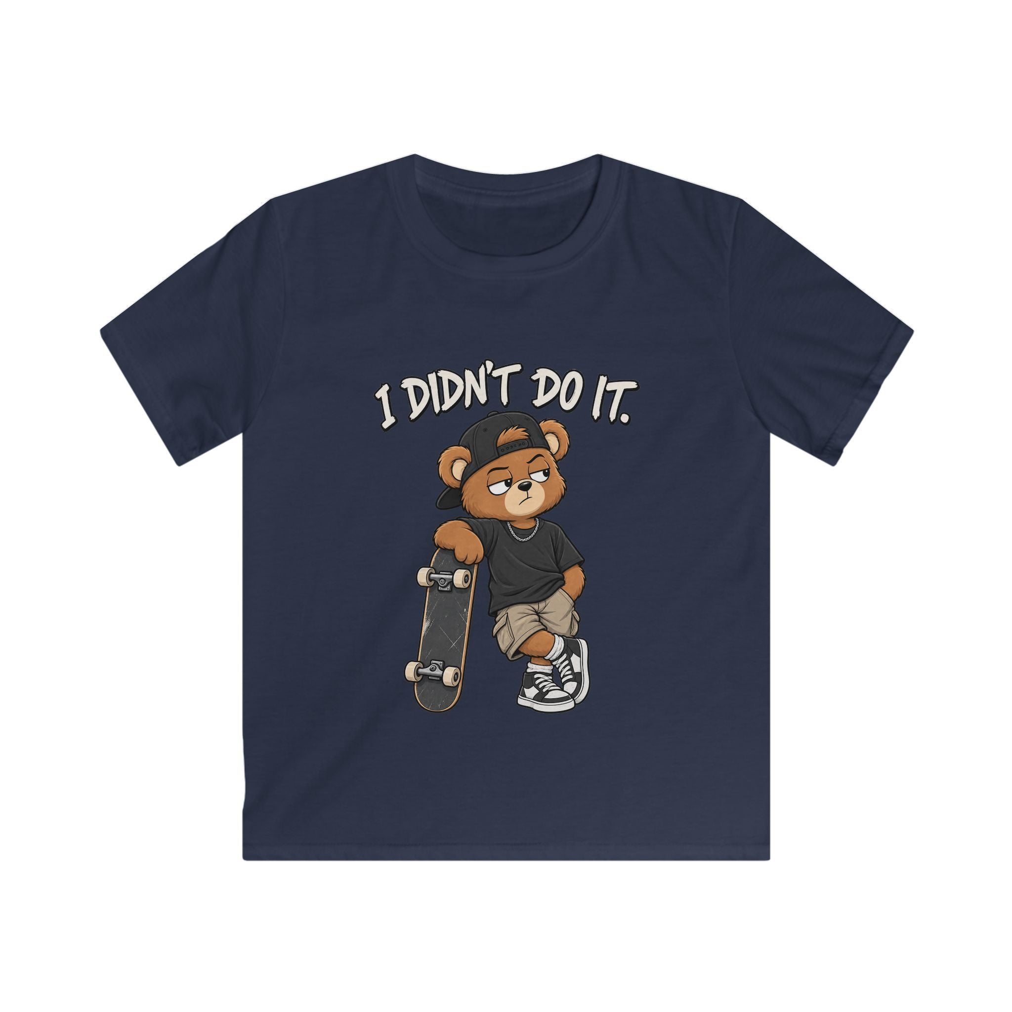 Kids Skateboard Tee "I Didn't Do It" Bear Funny Graphic Shirt