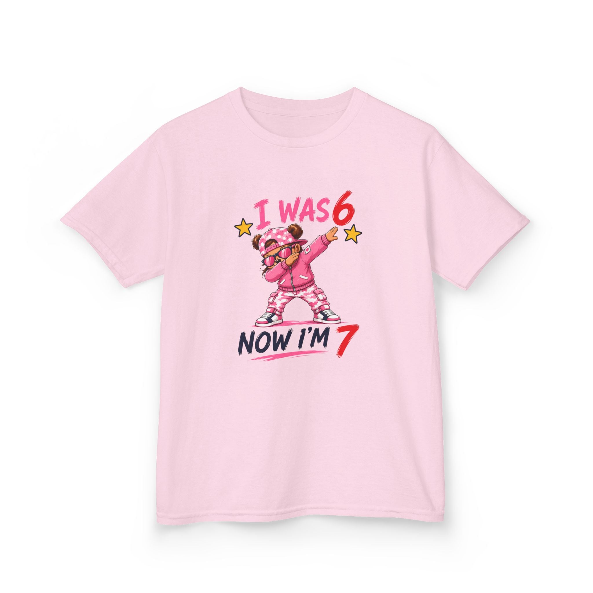 " I was 6 Now I'm 7" Girls Graphic kids Birthday T-Shirt Design