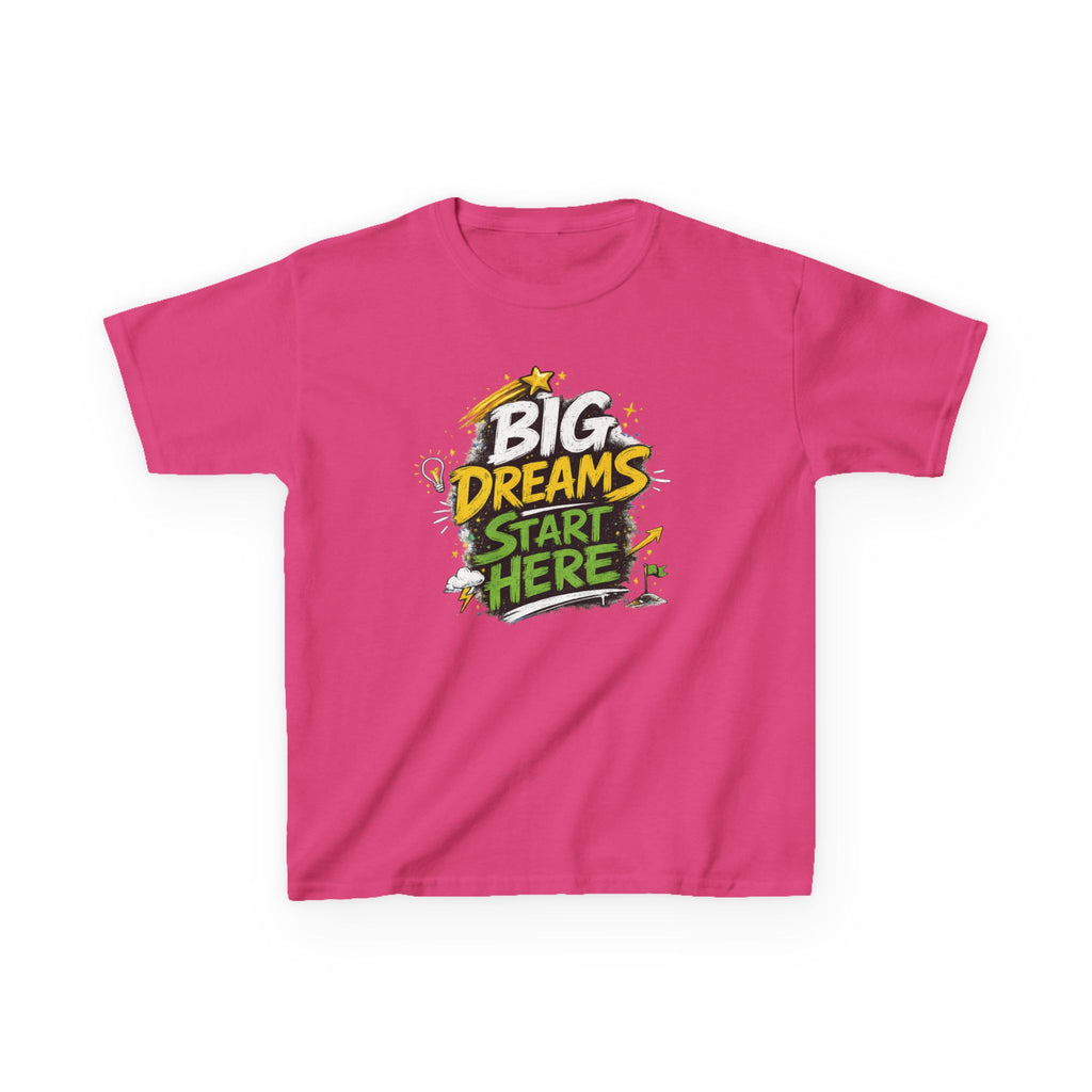 School Kids Tee "Big Dreams Start Here" Motivational Graphic Shirt
