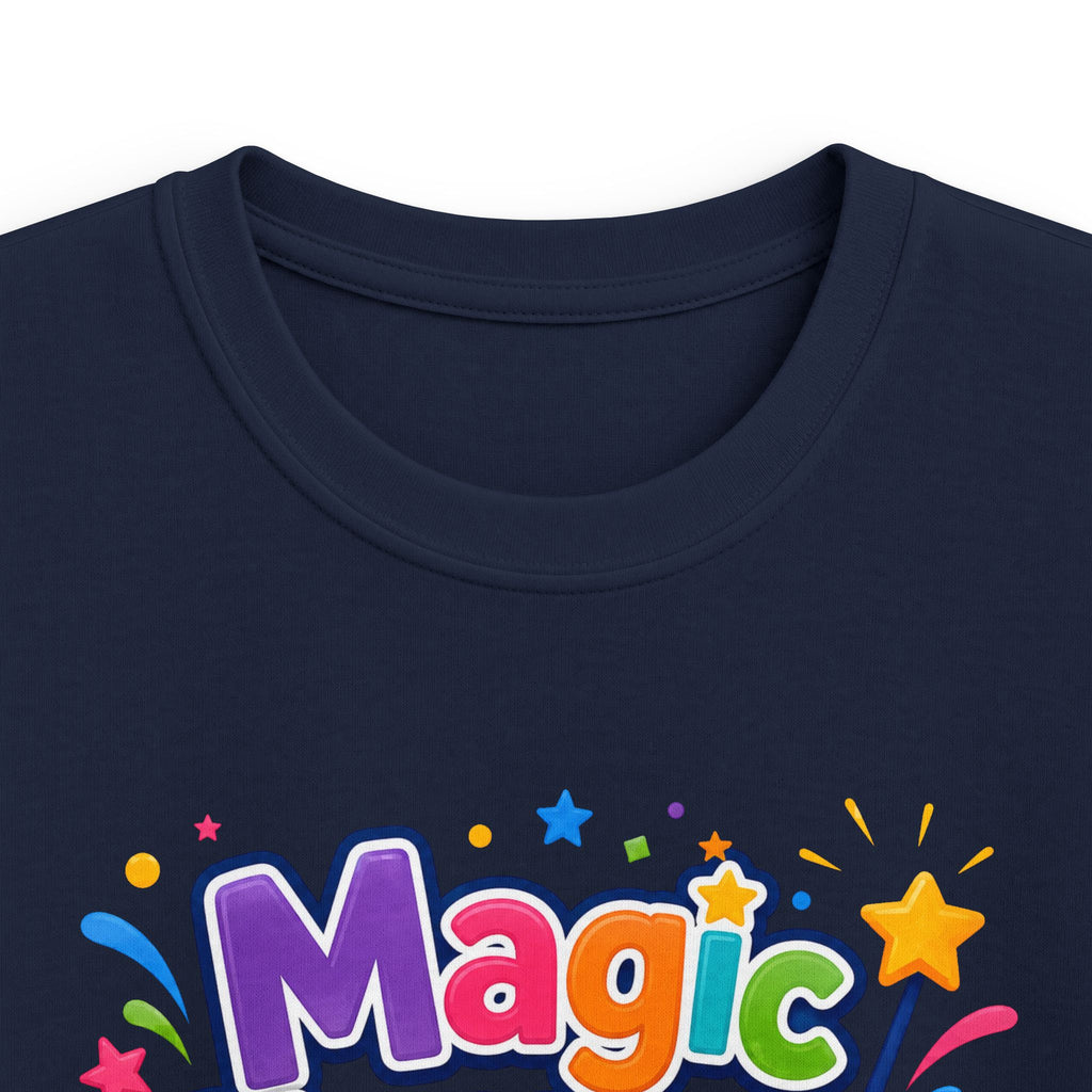 Kids Tee "Magic Happens at Five" Colorful Birthday Shirt