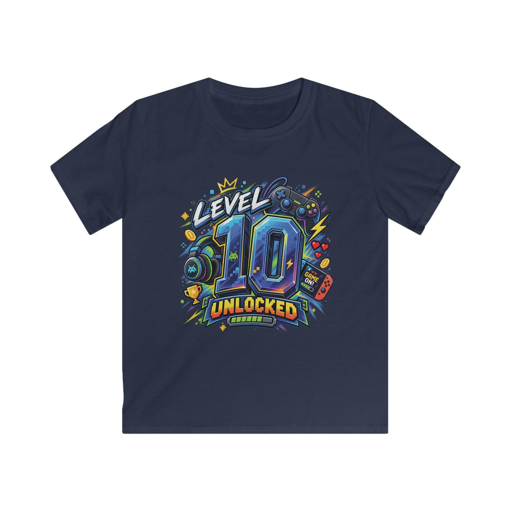 Kids Tee "Level 10 Unlocked" Birthday Gamer Shirt