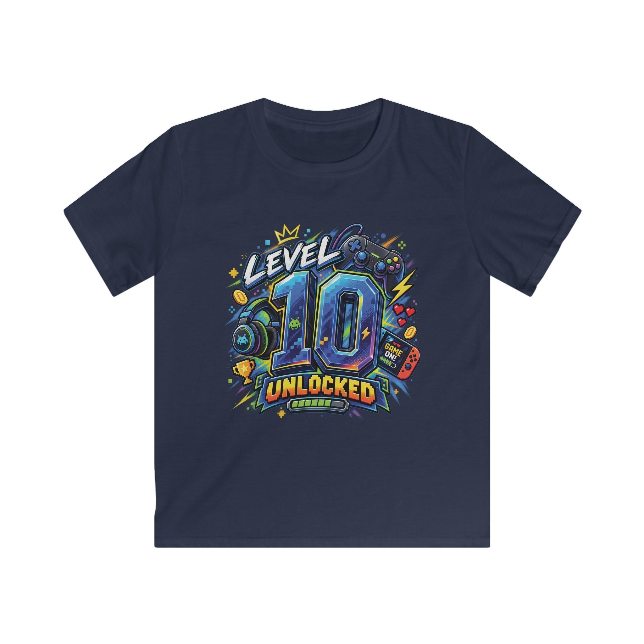 Kids Tee "Level 10 Unlocked" Birthday Gamer Shirt