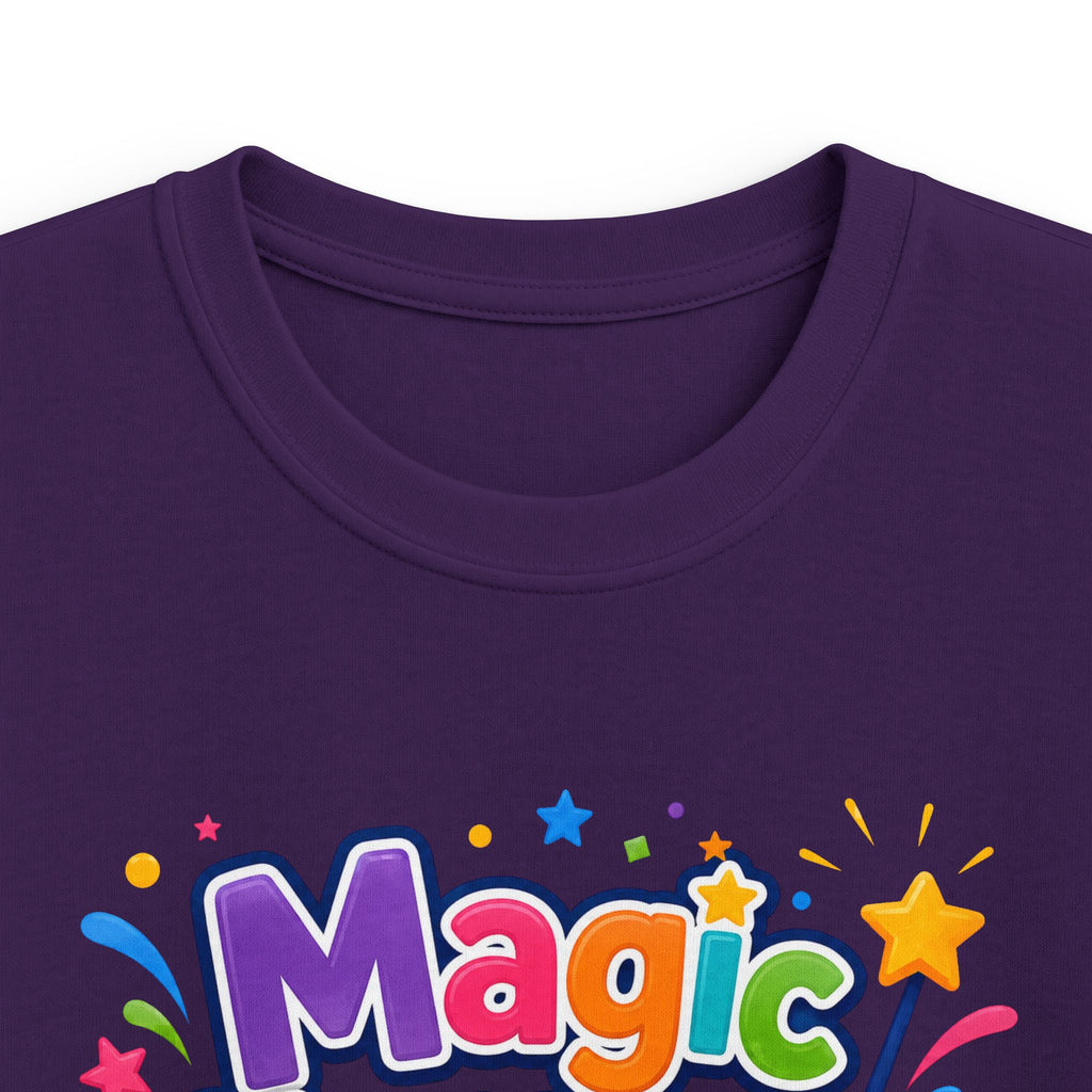Kids Tee "Magic Happens at Five" Colorful Birthday Shirt