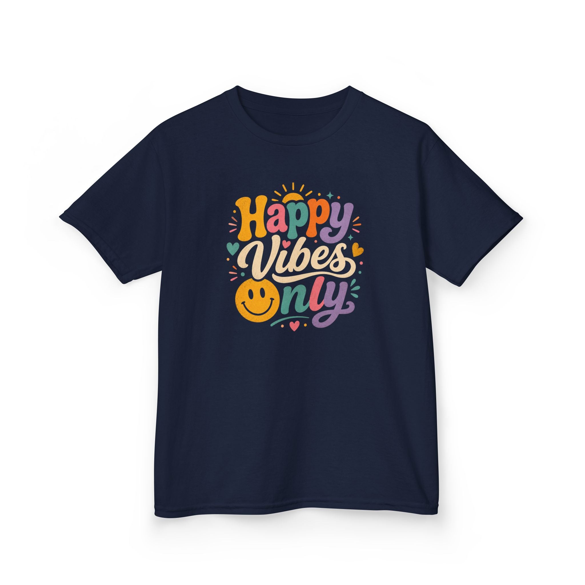 Kids T-Shirt "Happy Vibes Only" Cute Colorful Smiley Tee