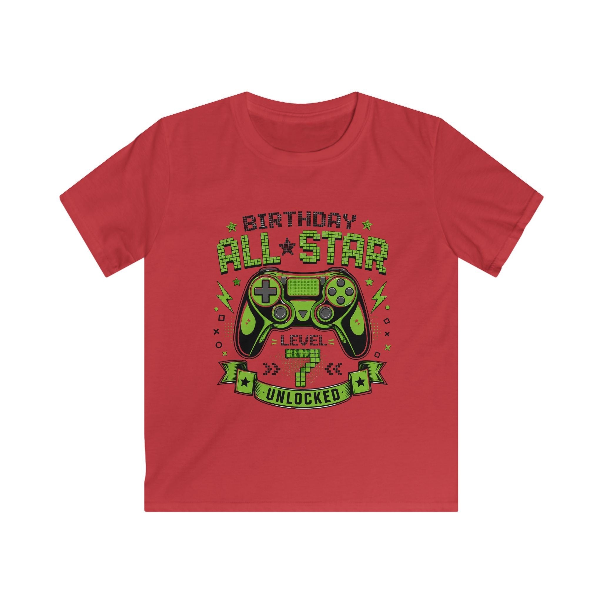 Kids T‑Shirt "Birthday All Star: Level Unlocked" Video Game Controller Tee
