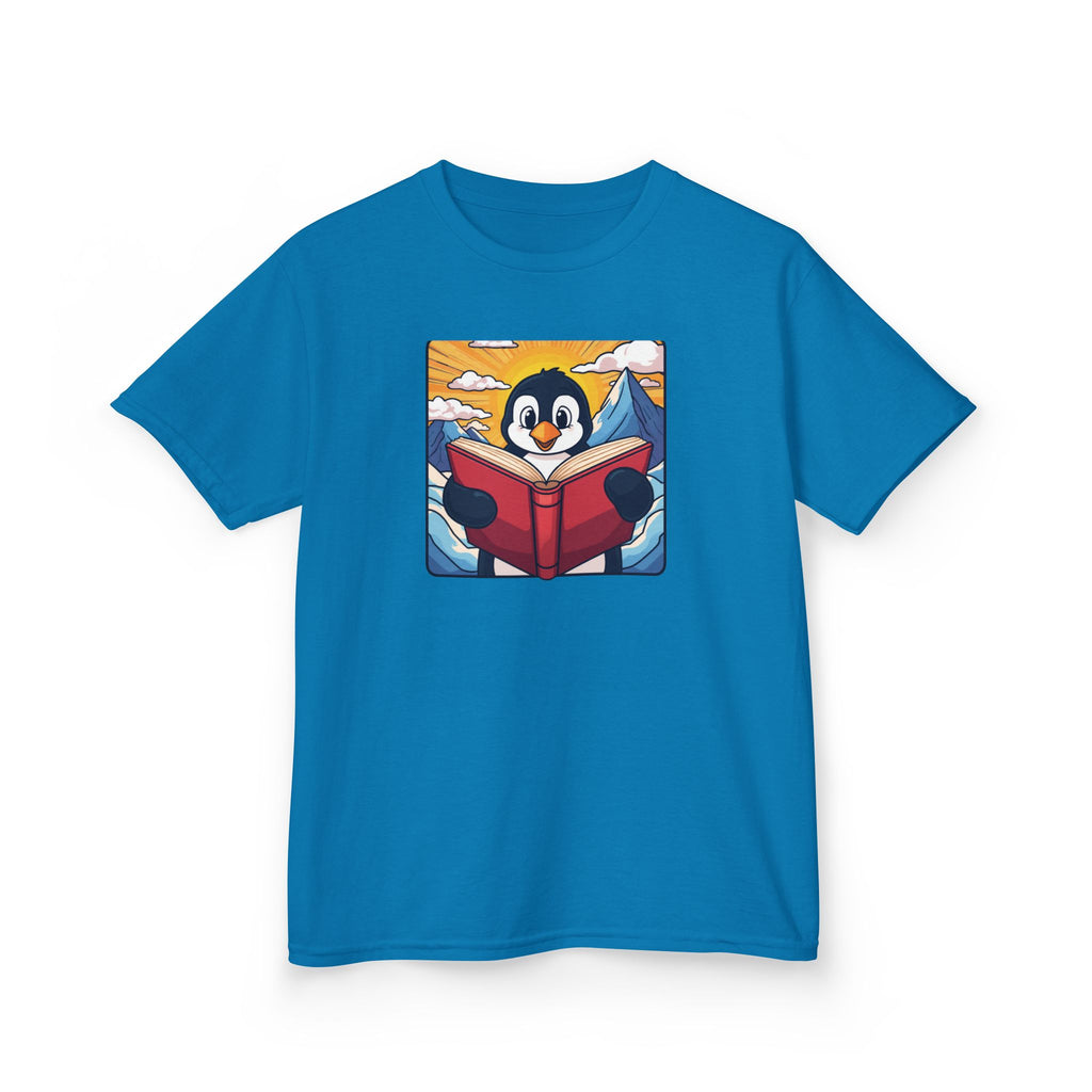 Kids Penguin Reading Tee Cute Book-Lover Shirt for Children