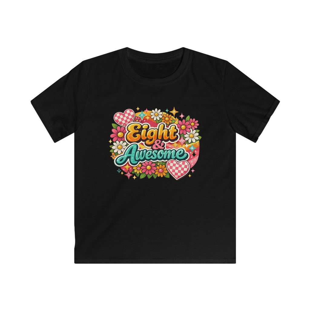 Kids Tee "Eight & Awesome" Floral Birthday Shirt