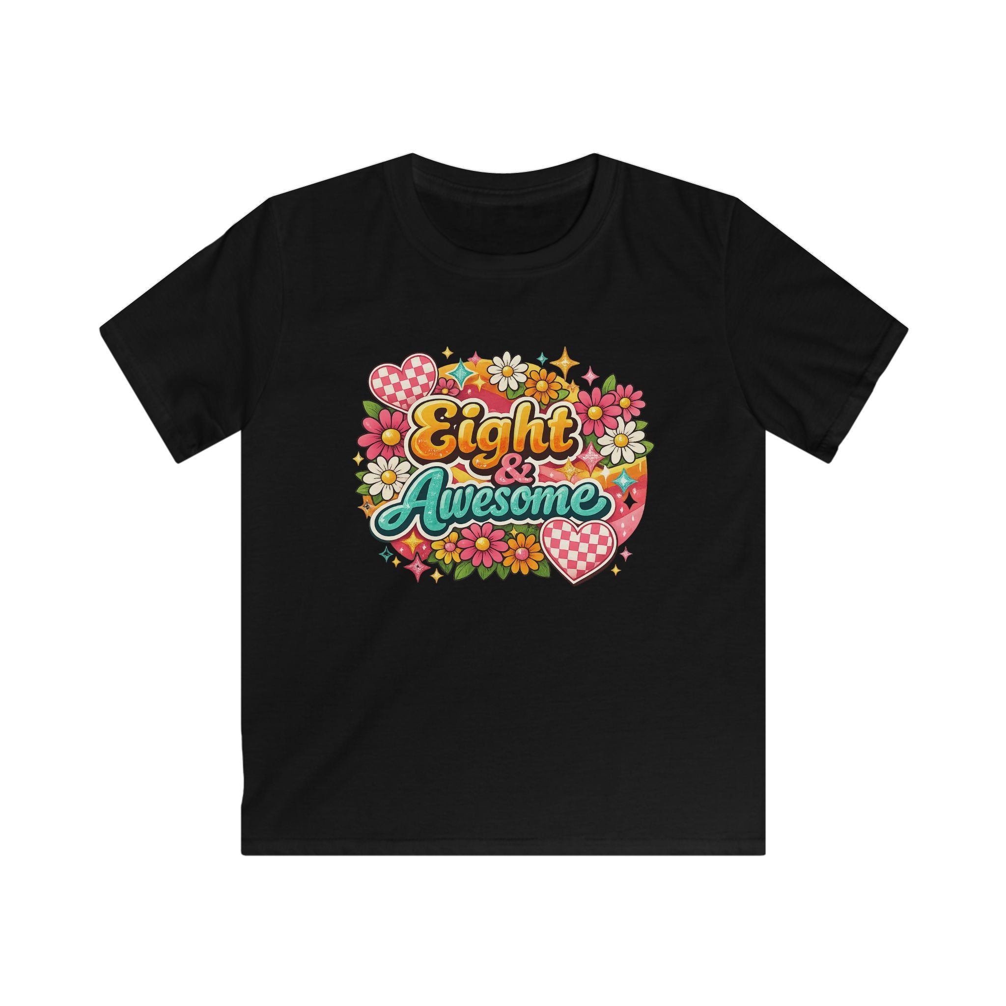 Kids Tee "Eight & Awesome" Floral Birthday Shirt