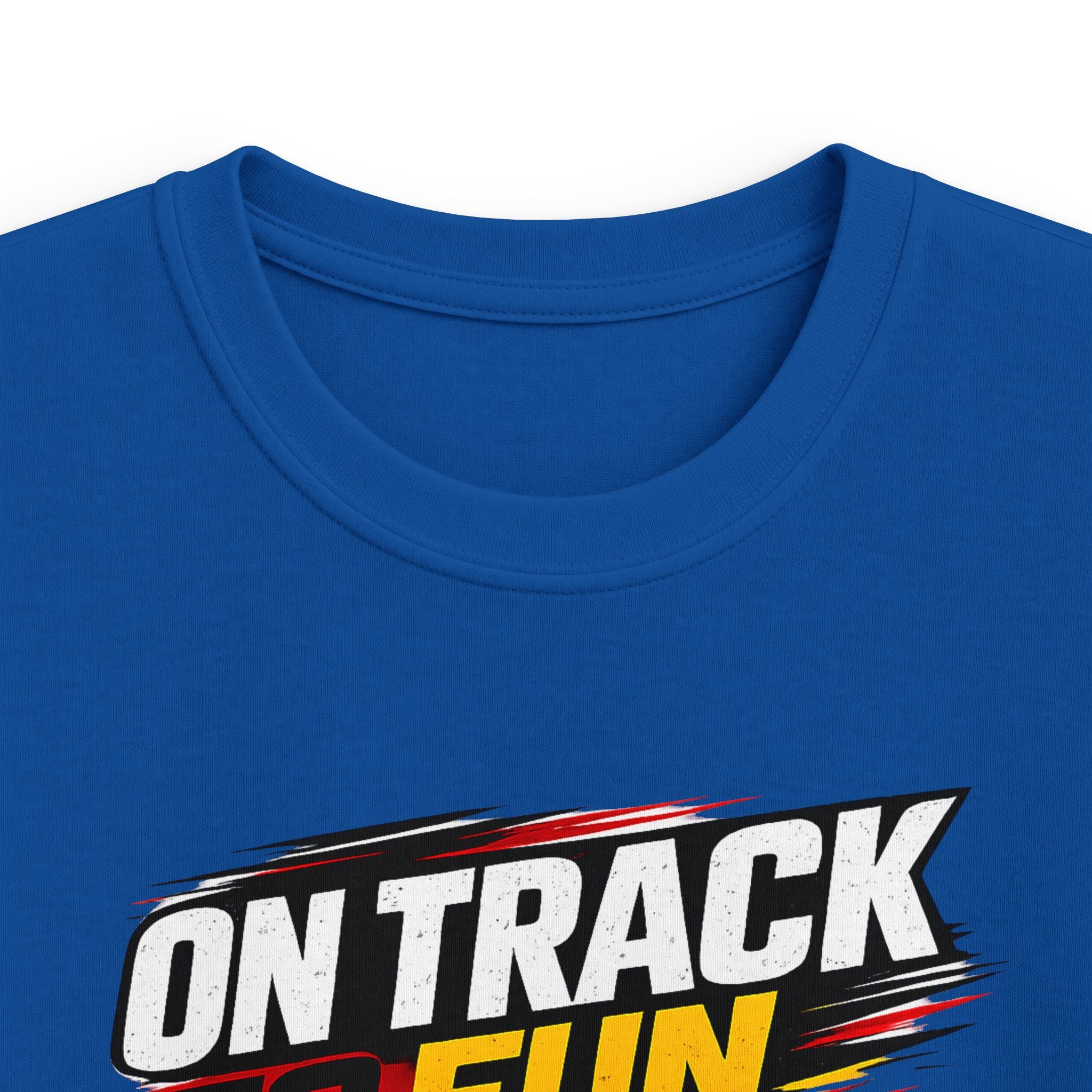 Kids Racing Tee "On Track to Fun" Red Race Car Shirt for Boys and Girls