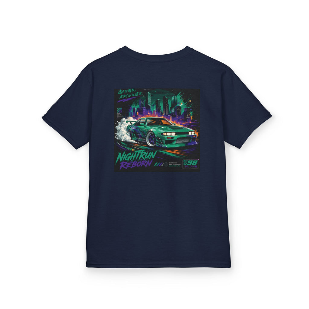 Boys Tee "Retro Nightrun Drift Car" Graphic (Neon City)