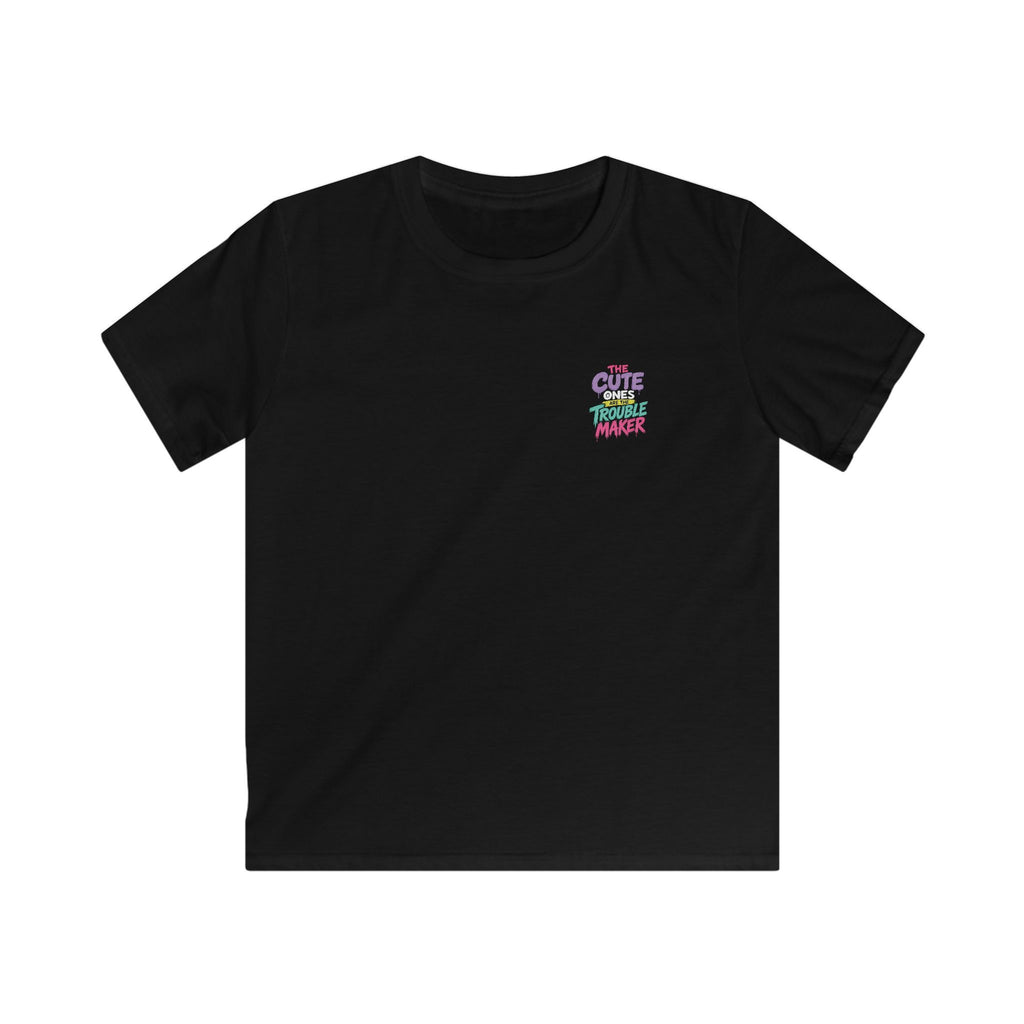 Cute Puppy & Kitten "The Cute Ones Are The Trouble Maker" Graphic Girls T-Shirt