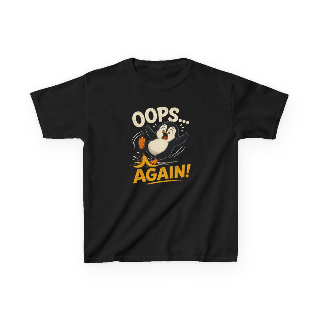 Kids Tee Cute Penguin "Oops... Again!" Funny Graphic T-Shirt