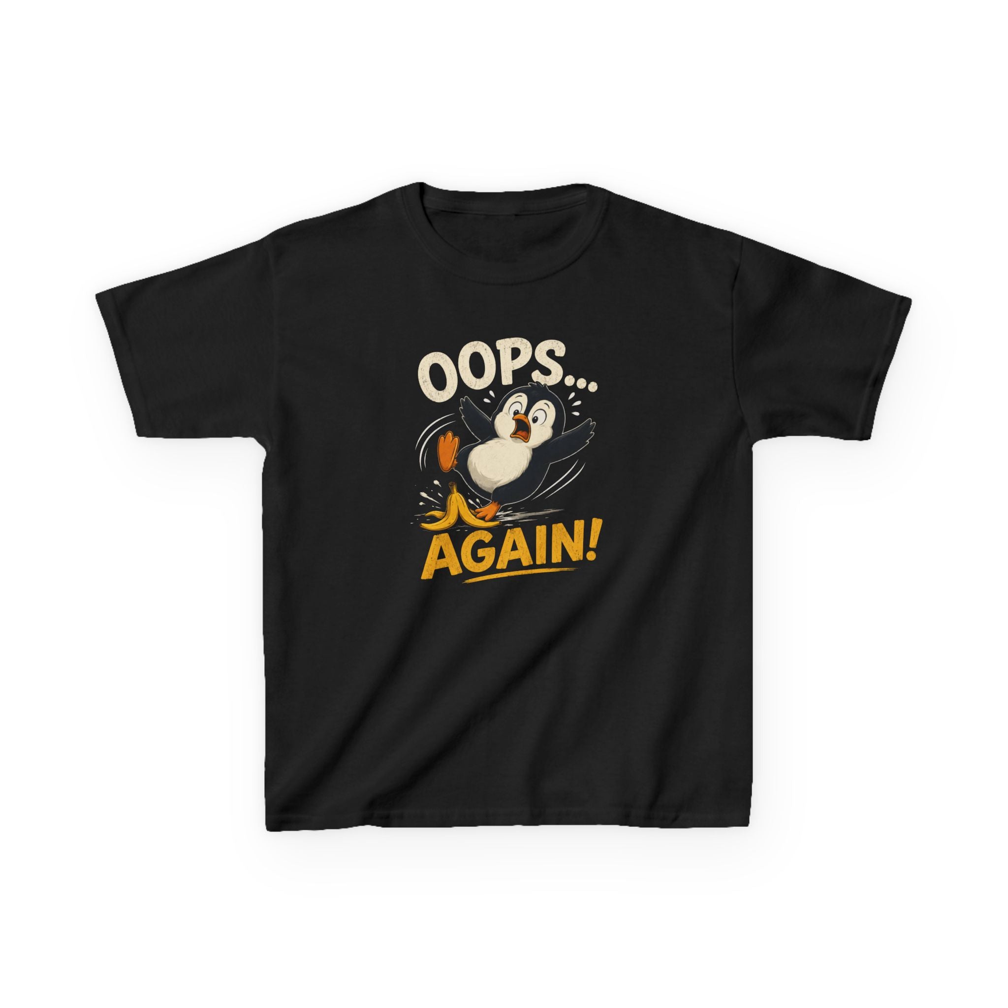 Kids Tee Cute Penguin "Oops... Again!" Funny Graphic T-Shirt