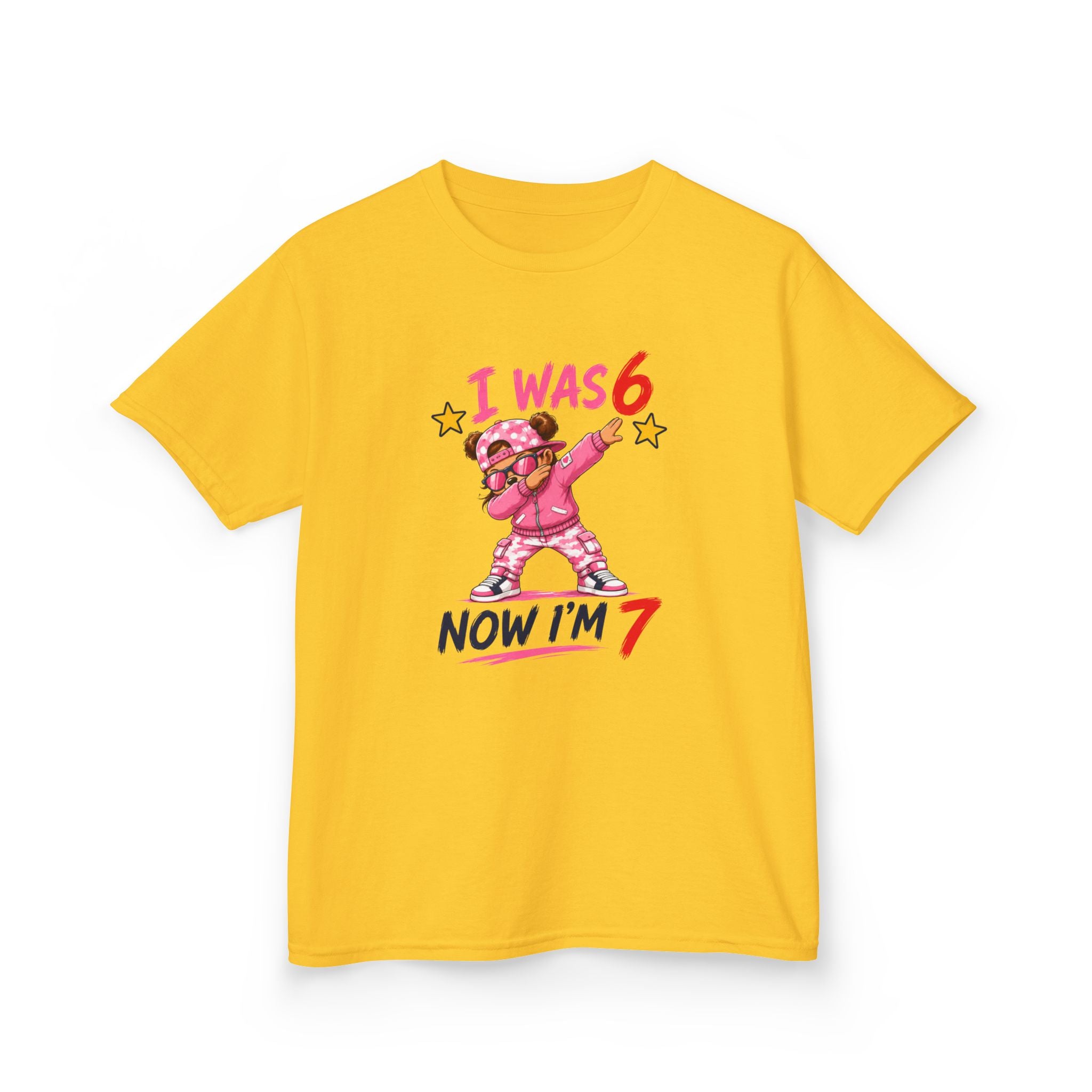 " I was 6 Now I'm 7" Girls Graphic kids Birthday T-Shirt Design