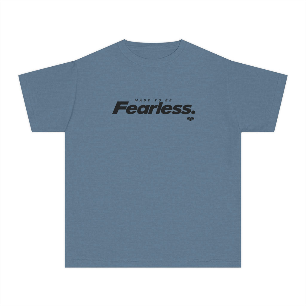 Motivational Youth Shirt, Made to Be Fearless Bold Text Tee, Confidence Kids
