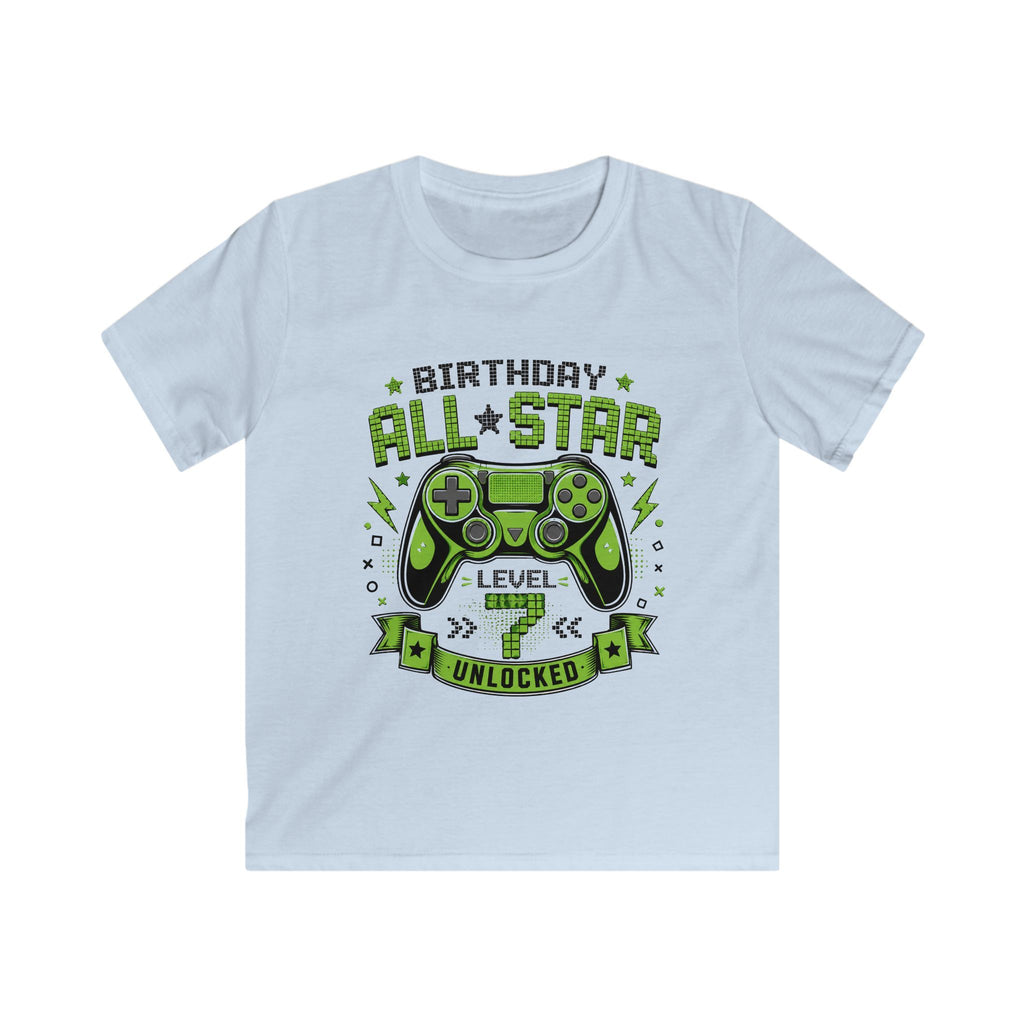 Kids T‑Shirt "Birthday All Star: Level Unlocked" Video Game Controller Tee