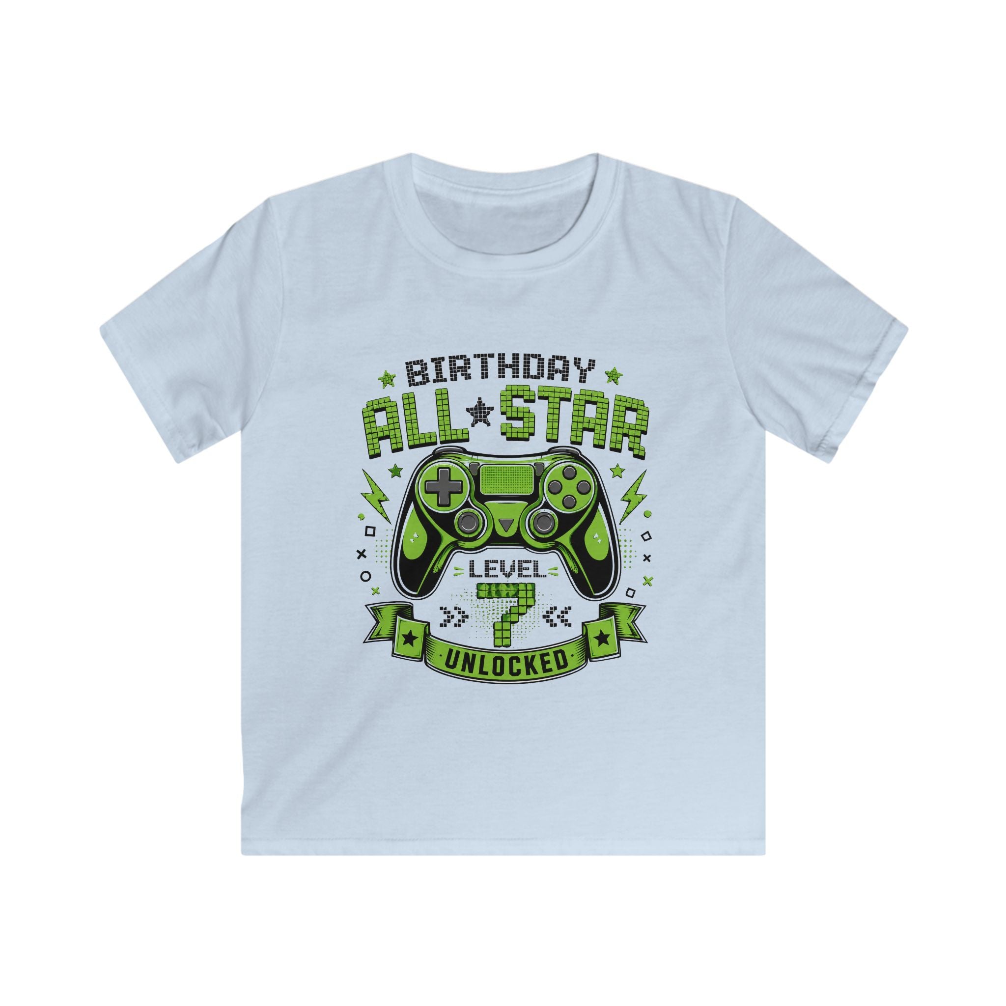 Kids T‑Shirt "Birthday All Star: Level Unlocked" Video Game Controller Tee