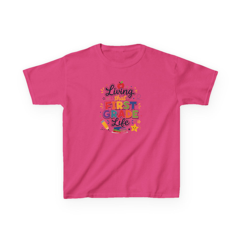 Kids T-Shirt — "Living That FIRST GRADE Life"