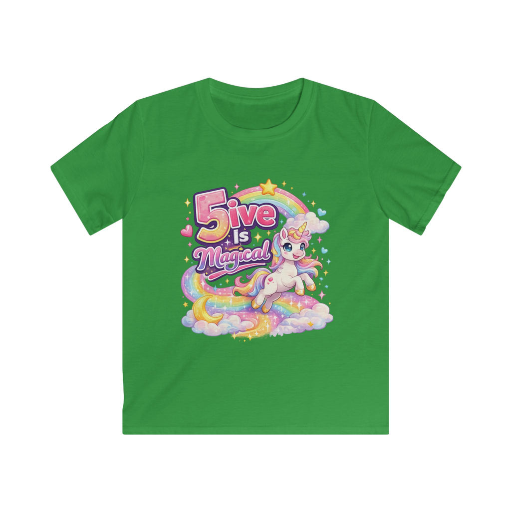 "5 Is Magical" Unicorn Birthday Tee Kids 5th Birthday Shirt