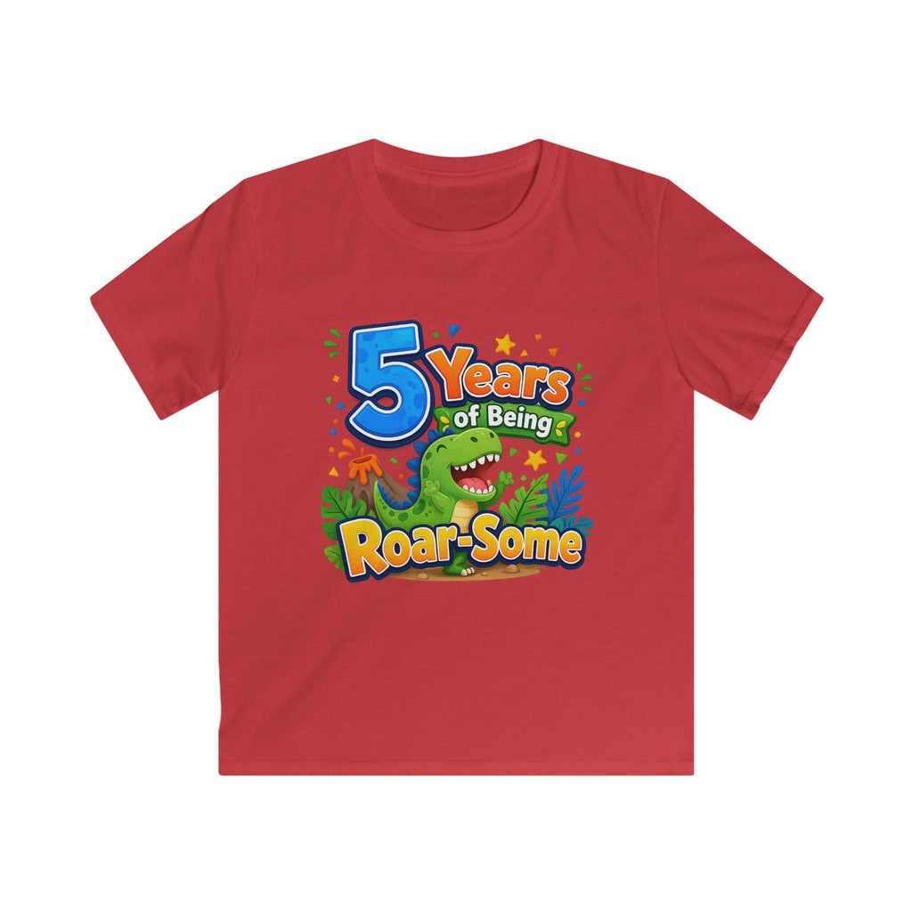 "5 Years of Being Roar-Some" Kids T-Shirt Dinosaur Birthday Tee