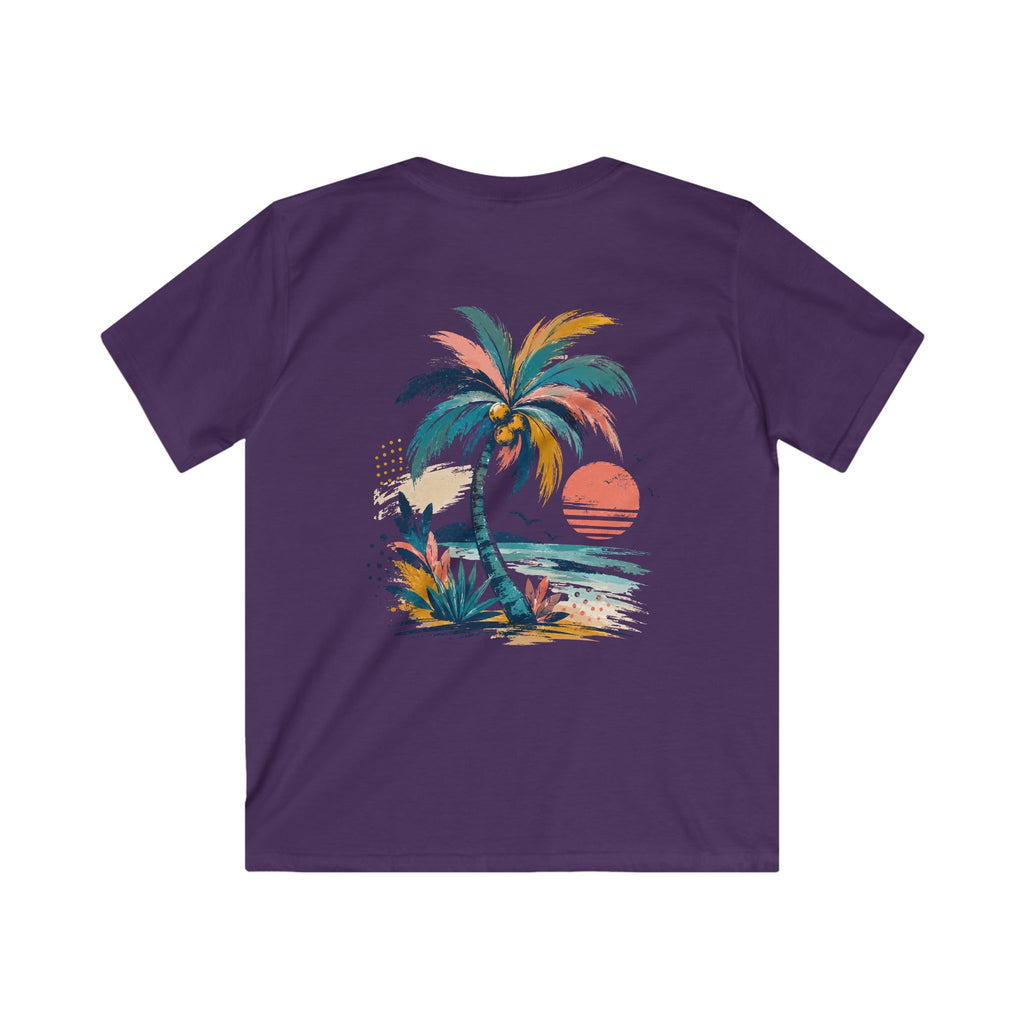 Kids Palm Beach T-Shirt Tropical Sunset Beach Tee for Children