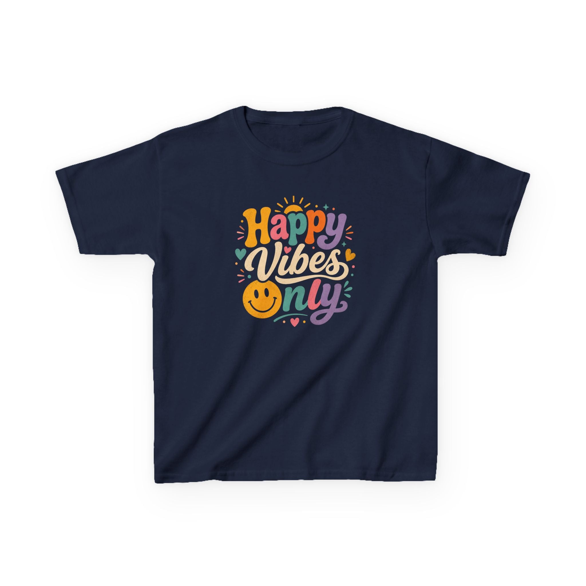 Kids T-Shirt "Happy Vibes Only" Cute Colorful Smiley Tee