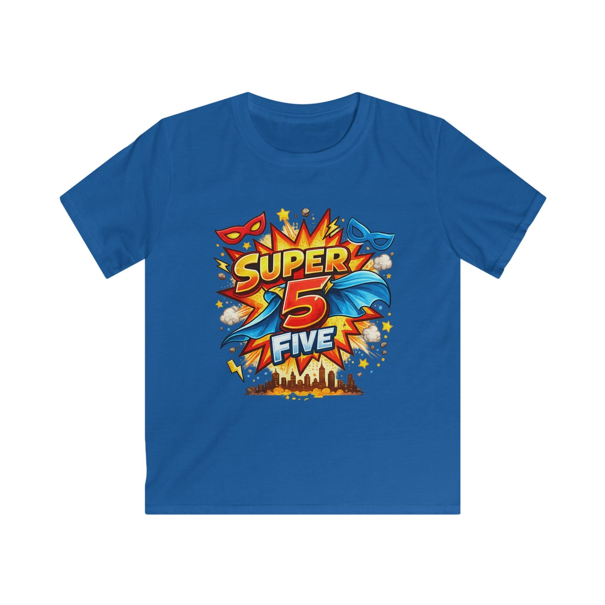 "Super 5 Five" Kids T-Shirt Colorful Superhero Birthday Tee