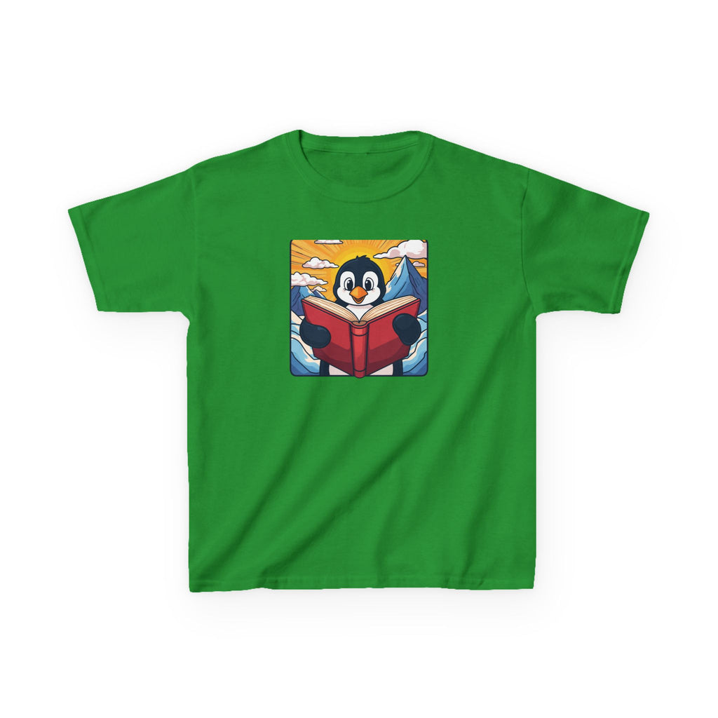 Kids Penguin Reading Tee Cute Book-Lover Shirt for Children