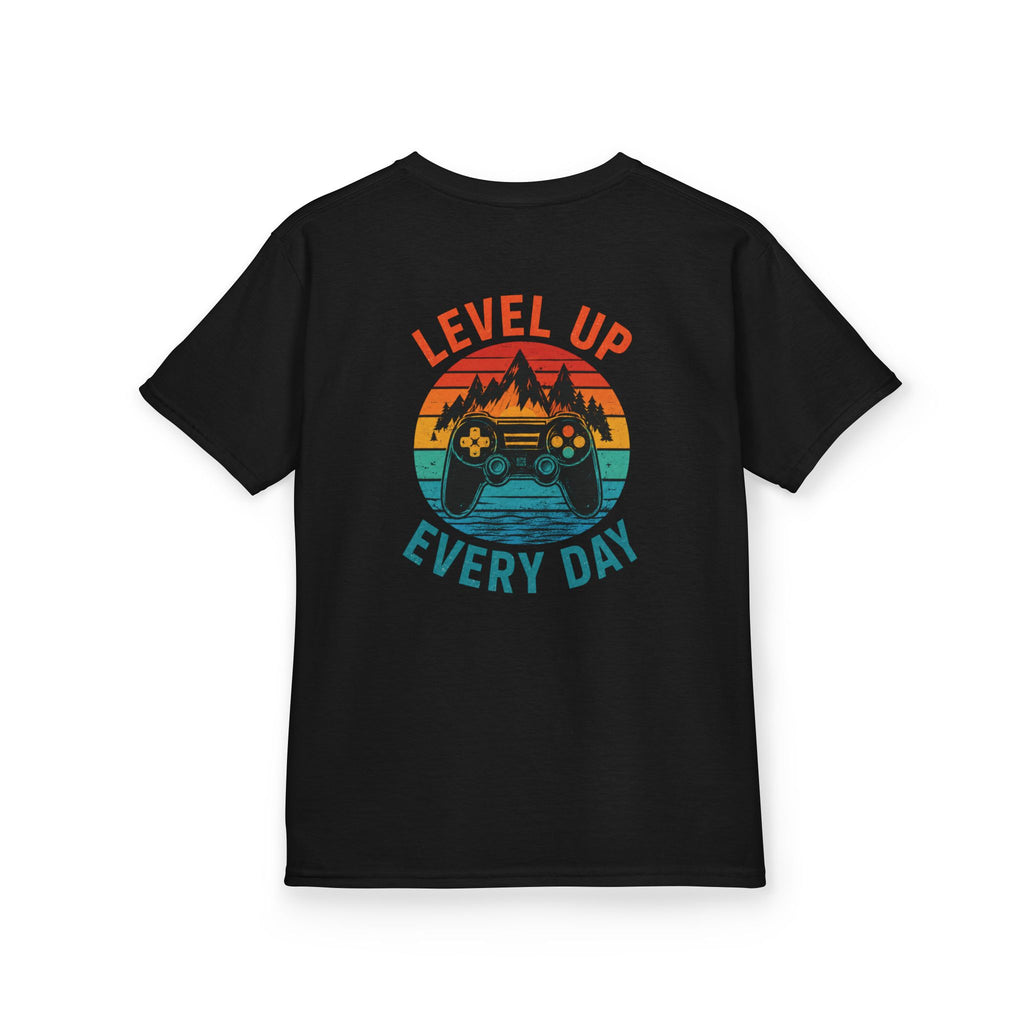Kids Tee "Level Up Every Day" Retro Gamer Graphic