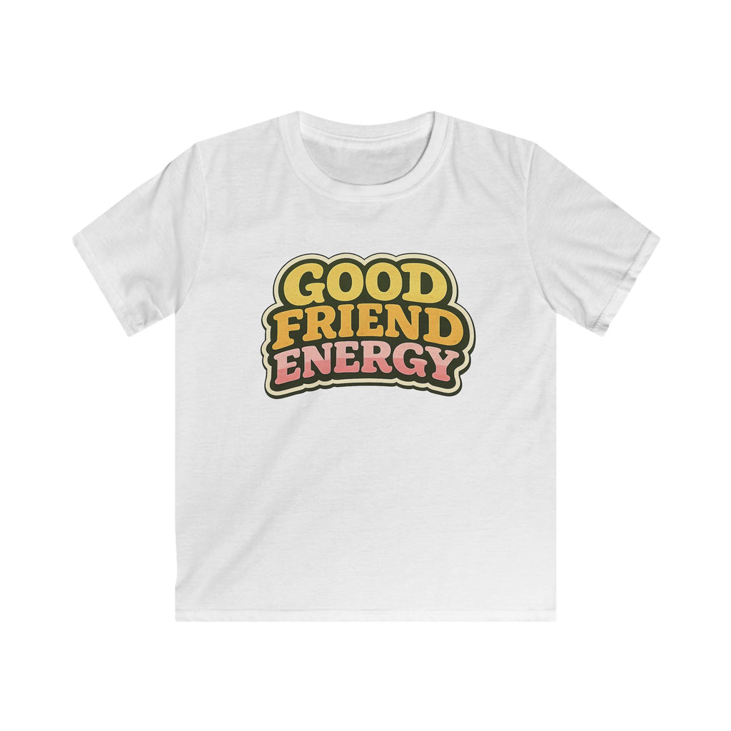 Kids Tee "Good Friend Energy" Retro Graphic Youth T‑Shirt For Boys & Girls