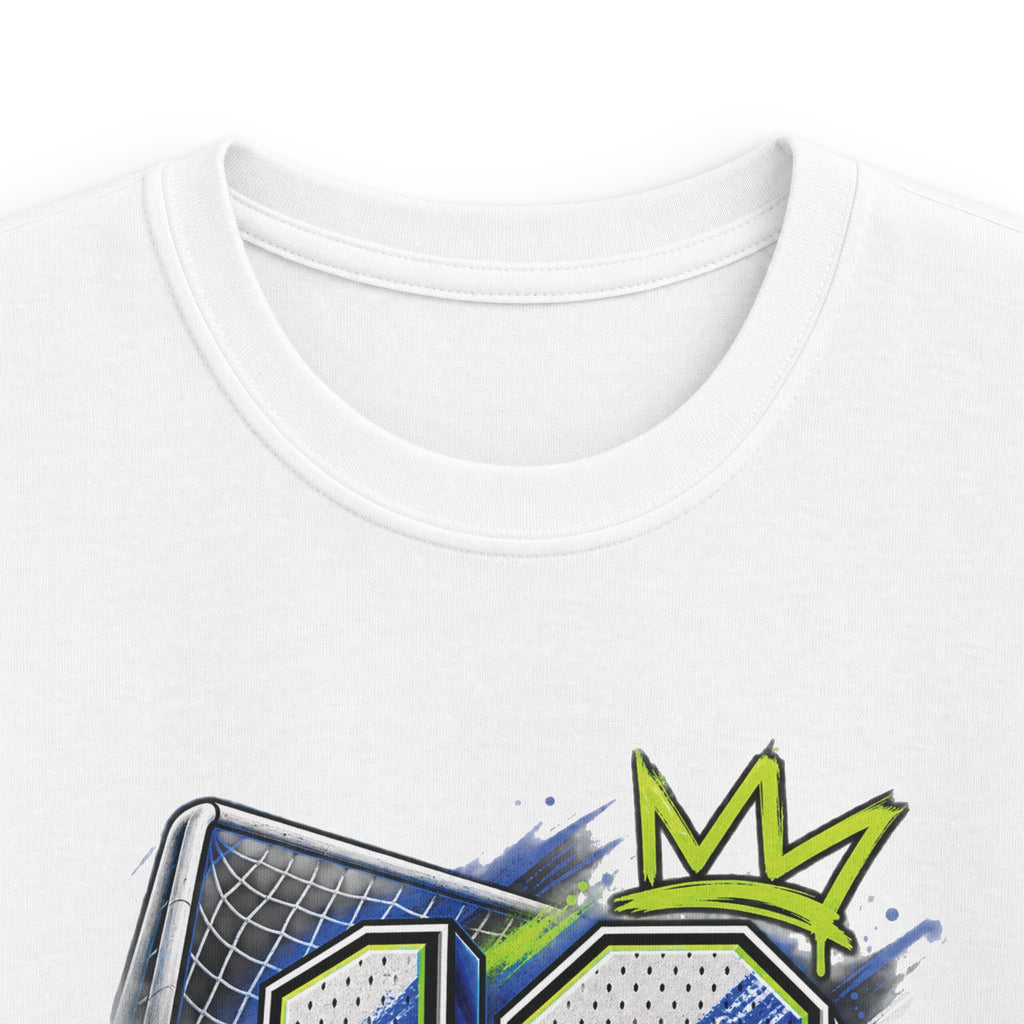 Kids Birthday Soccer Number 10 Tee Youth Soccer Shirt with Ball & Cleat Graphic