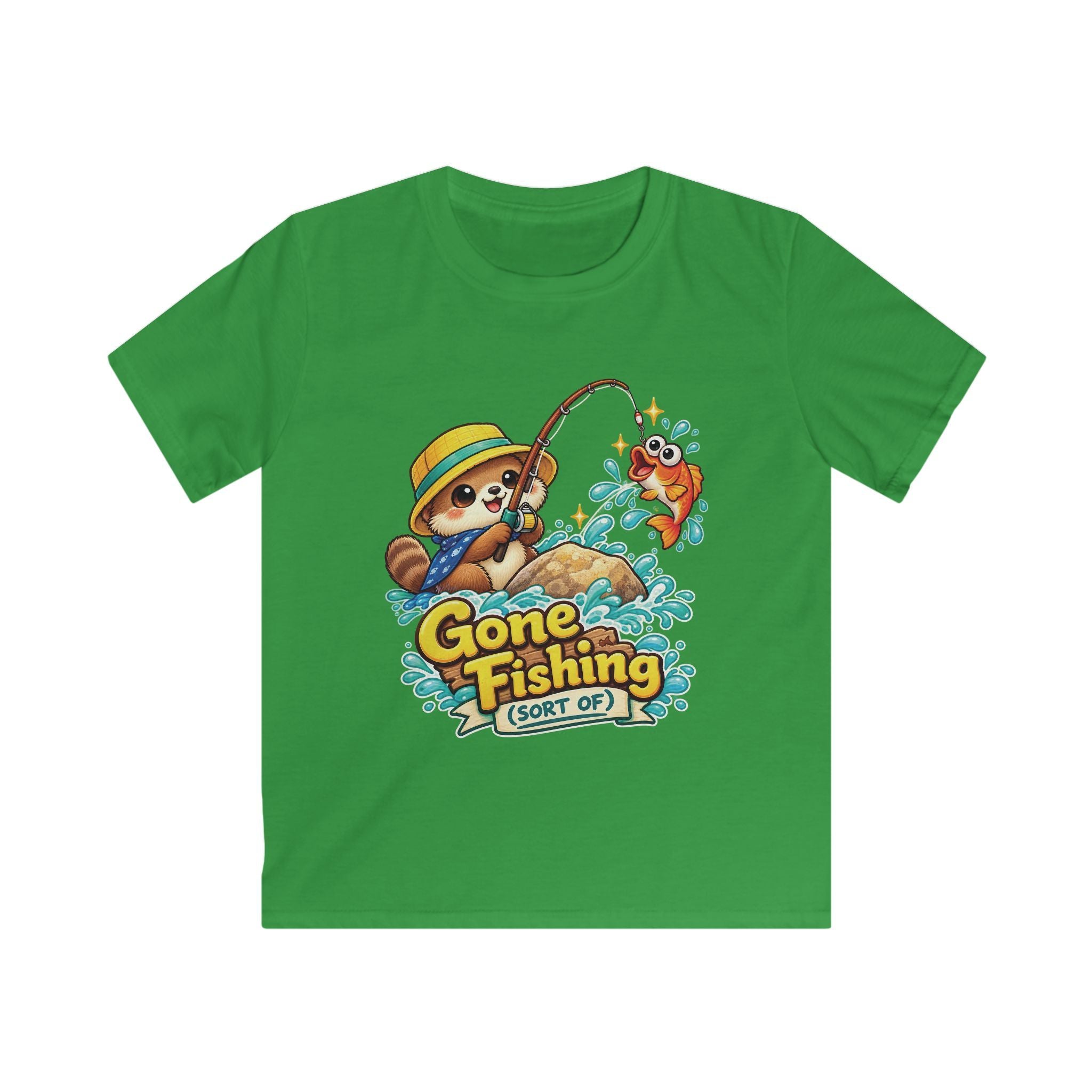 Kids Tee Cute Bear 'Gone Fishing' Graphic Tee for Boys & Girls