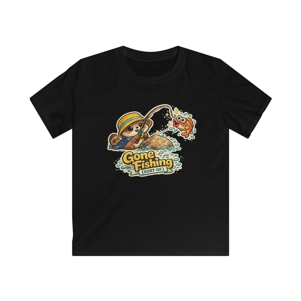 Kids Tee Cute Bear 'Gone Fishing' Graphic Tee for Boys & Girls