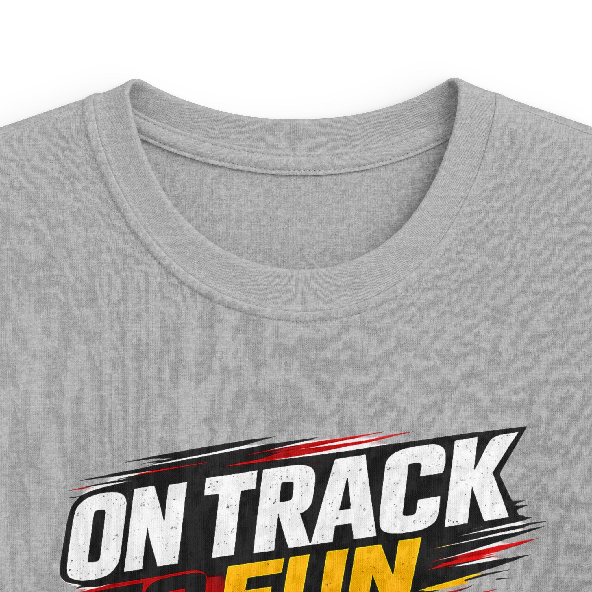 Kids Racing Tee "On Track to Fun" Red Race Car Shirt for Boys and Girls
