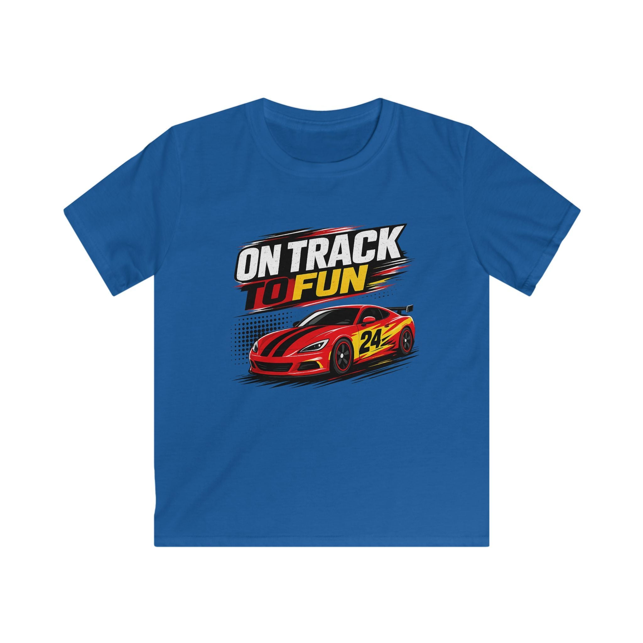 Kids Racing Tee "On Track to Fun" Red Race Car Shirt for Boys and Girls