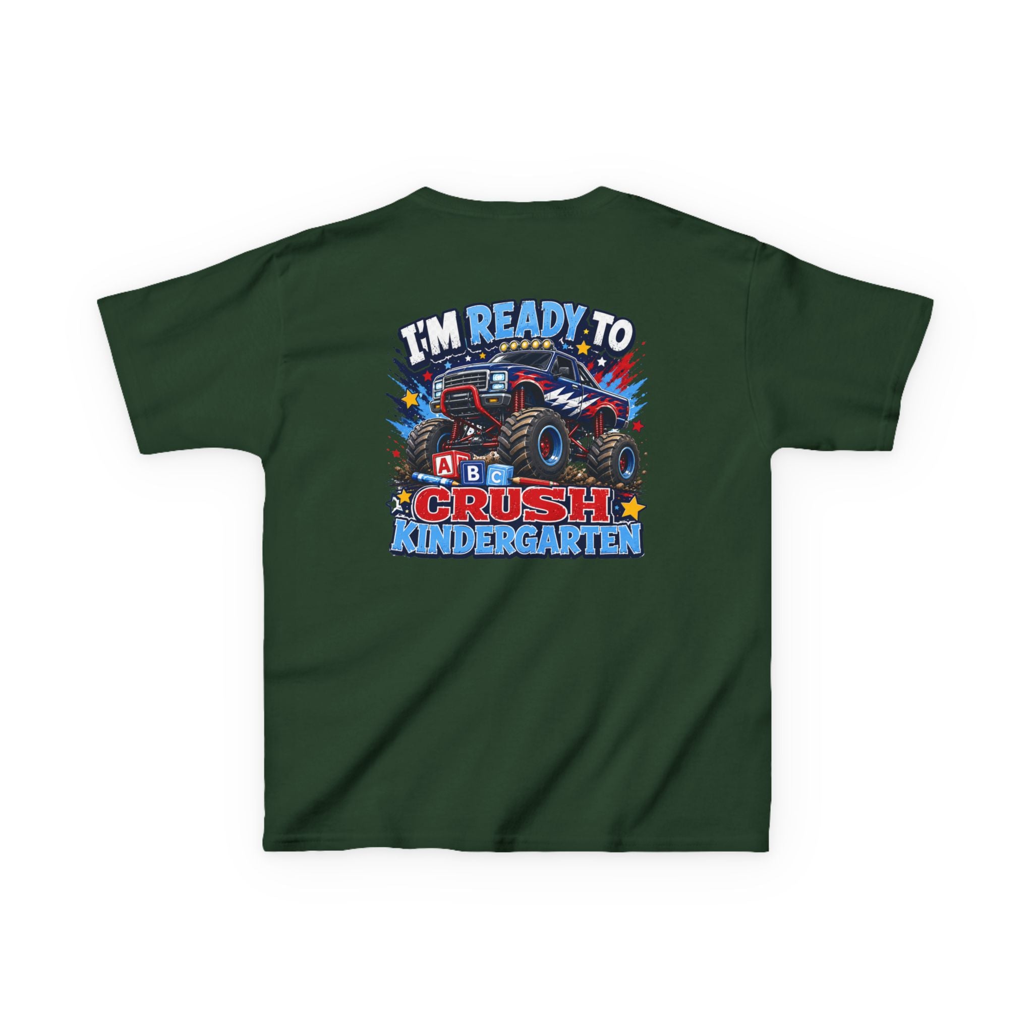 "I'm Ready to Crush Kindergarten" Grade Monster Truck Back to School Kids Graphic T-Shirt