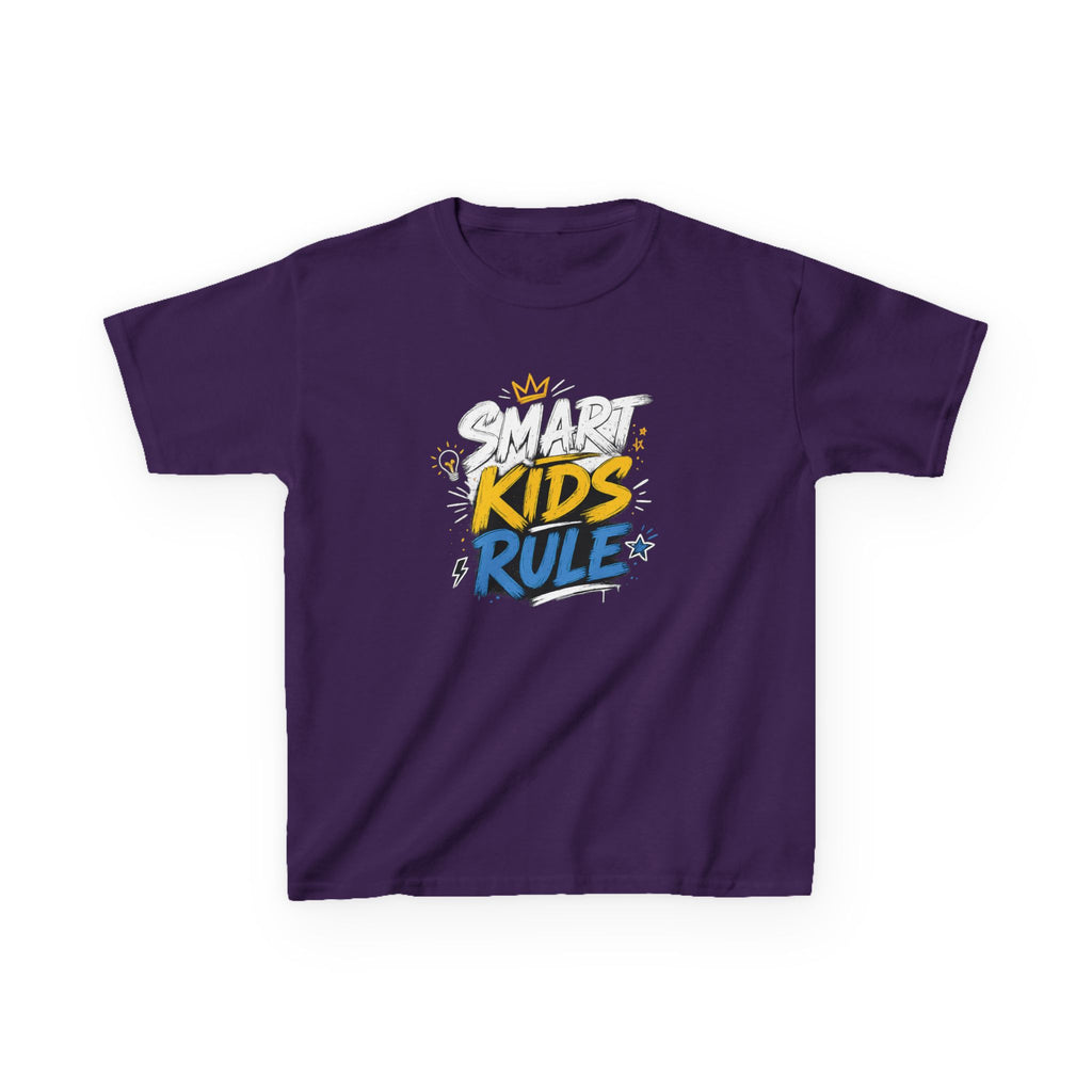 Kids Tee "Smart Kids Rule" Graphic T-Shirt for Back to School & Everyday Wear
