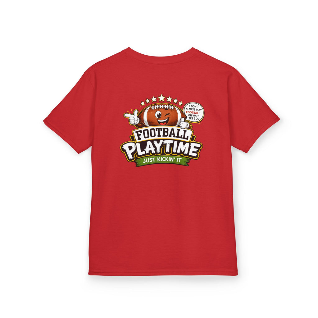 Football Playtime – Just Kickin' It | Funny Football Cartoon Mascot sports Graphic Tee