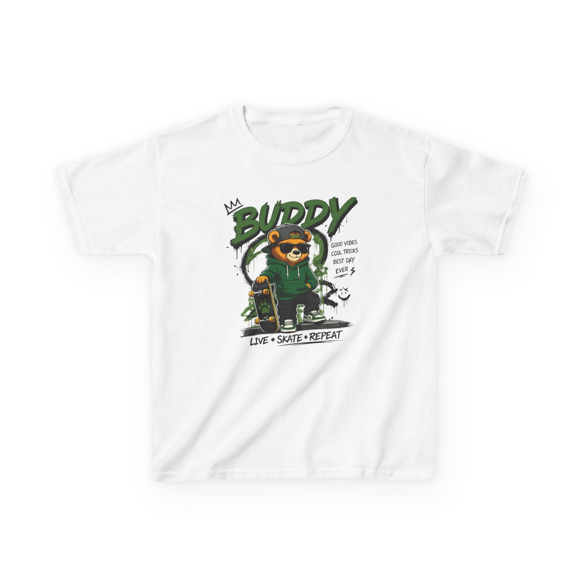 Kids Skateboard Tee "Buddy" Graphic Live • Skate • Repeat Boys and Girls Graphic Tee