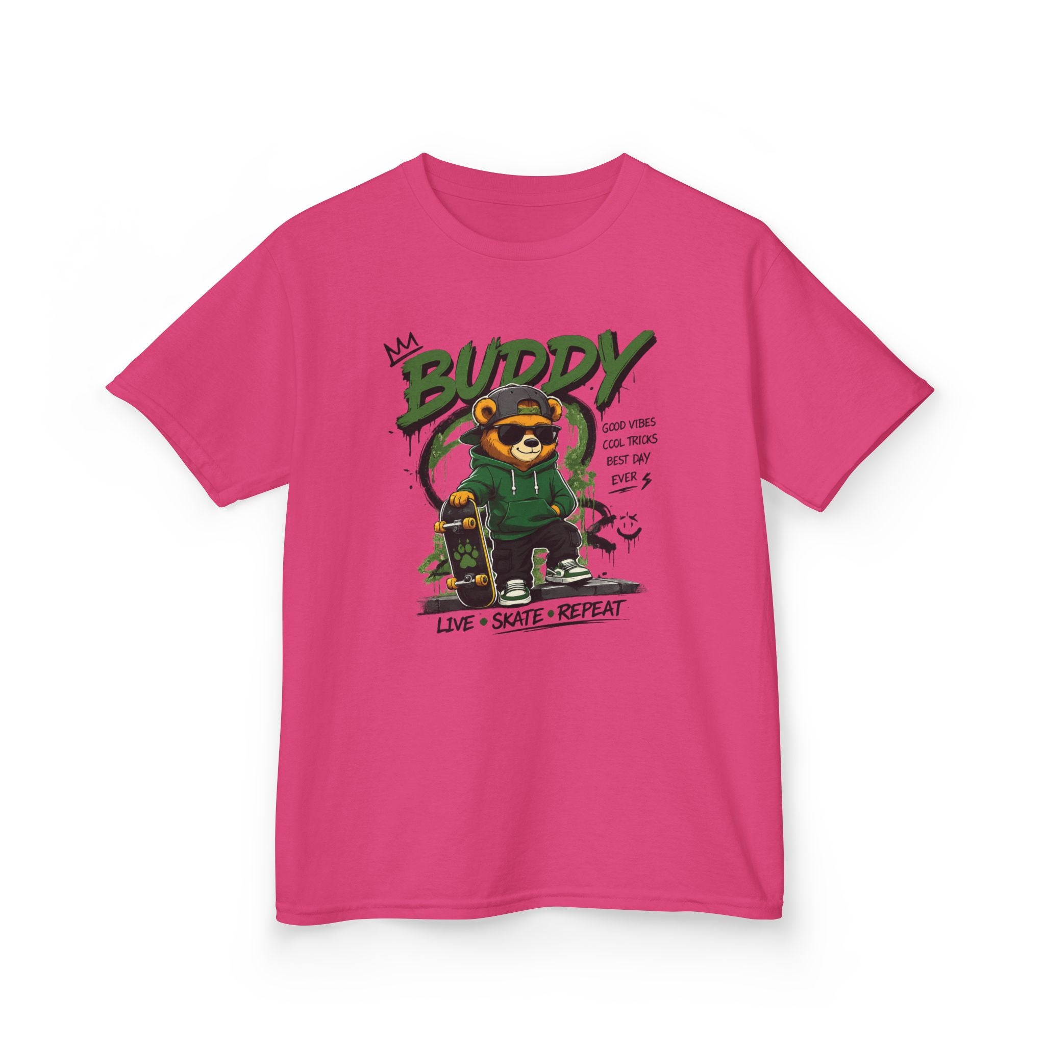 Kids Skateboard Tee "Buddy" Graphic Live • Skate • Repeat Boys and Girls Graphic Tee