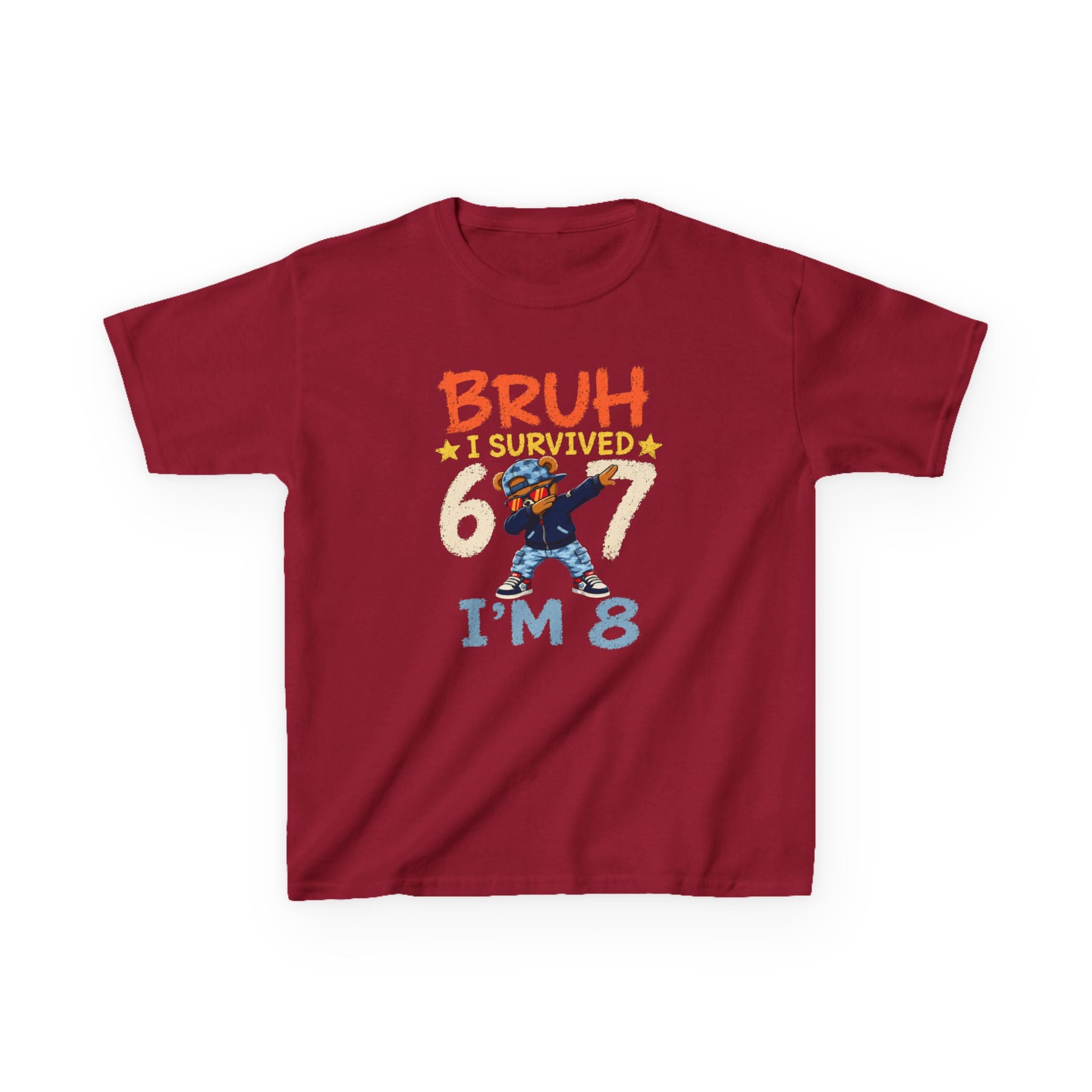"Bruh I survived 6 7" " I'M 8" Boys Graphic kids Birthday T-Shirt Design