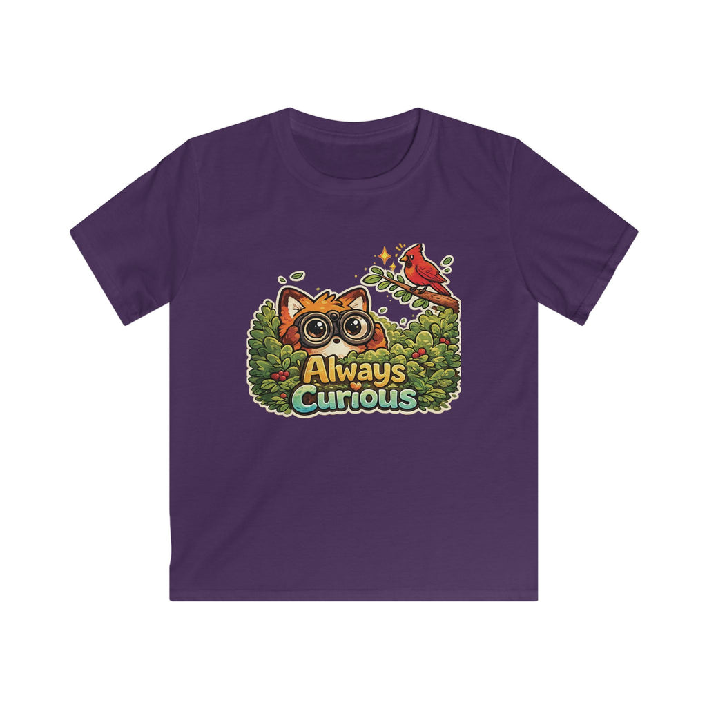 Kids Funny Tee "Always Curious" Fox & Cardinal Graphic design t-shirt