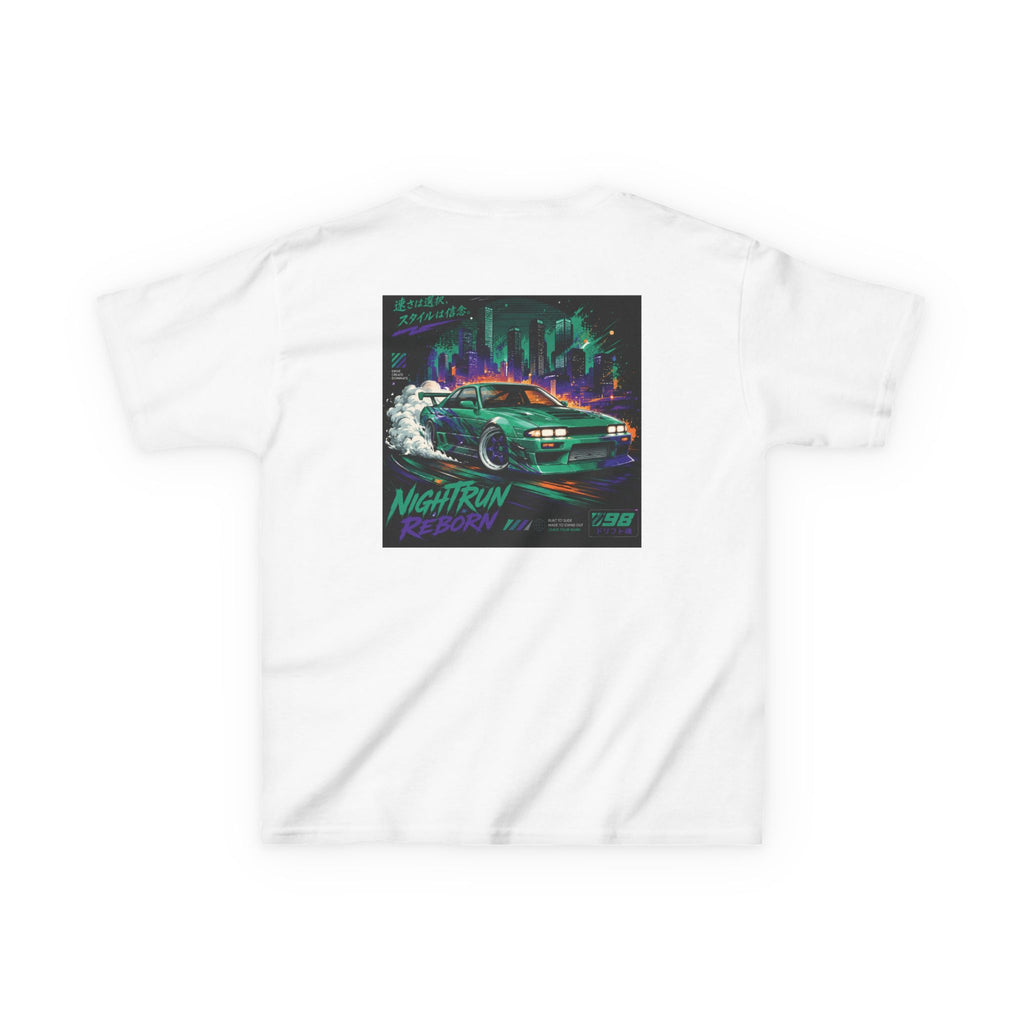 Boys Tee "Retro Nightrun Drift Car" Graphic (Neon City)
