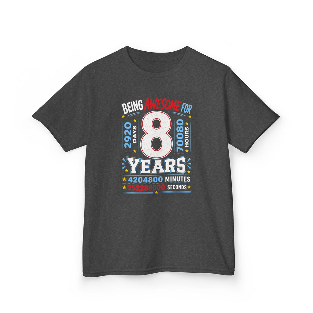 " Being Awesome For 8 Years" Graphic kids Birthday T-Shirt Design