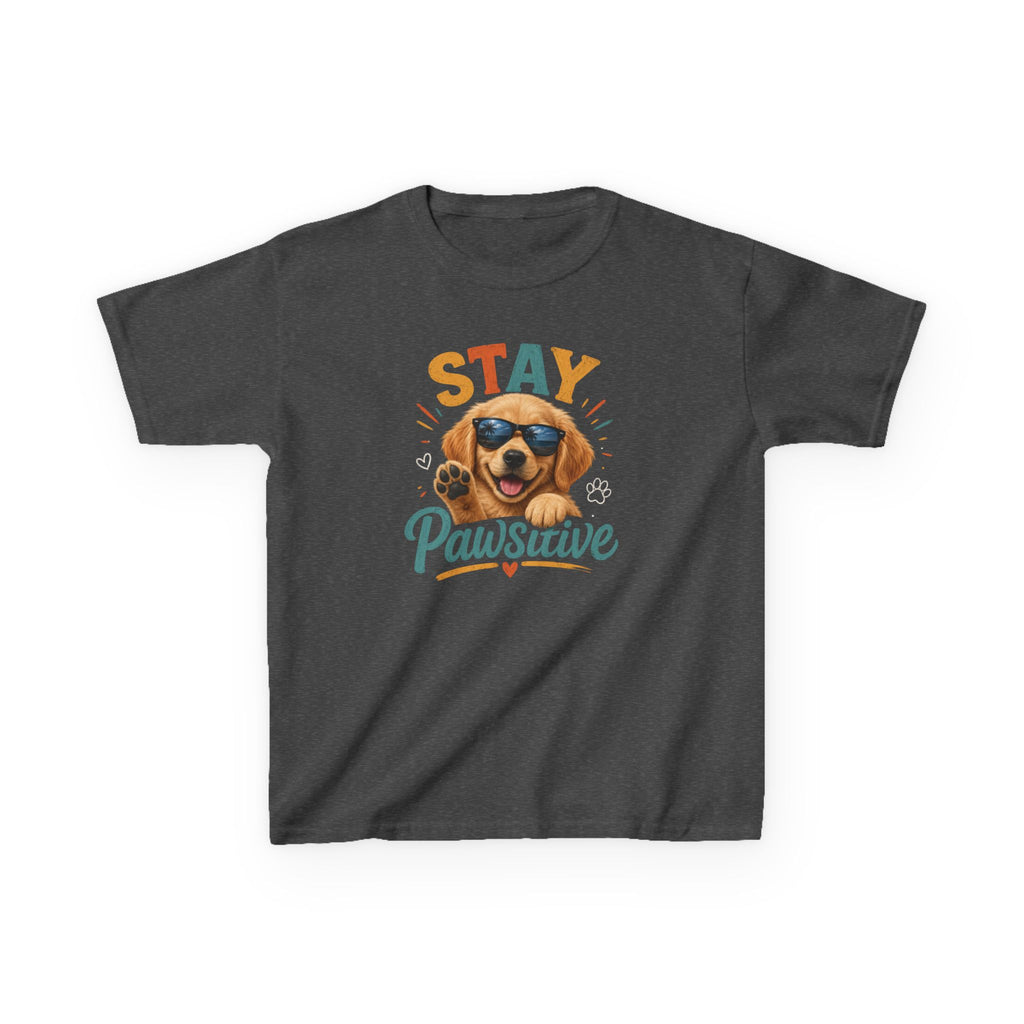 Kids T-Shirt "Stay Pawsitive" Cool Dog Cute Graphic Tee for Boys & Girls