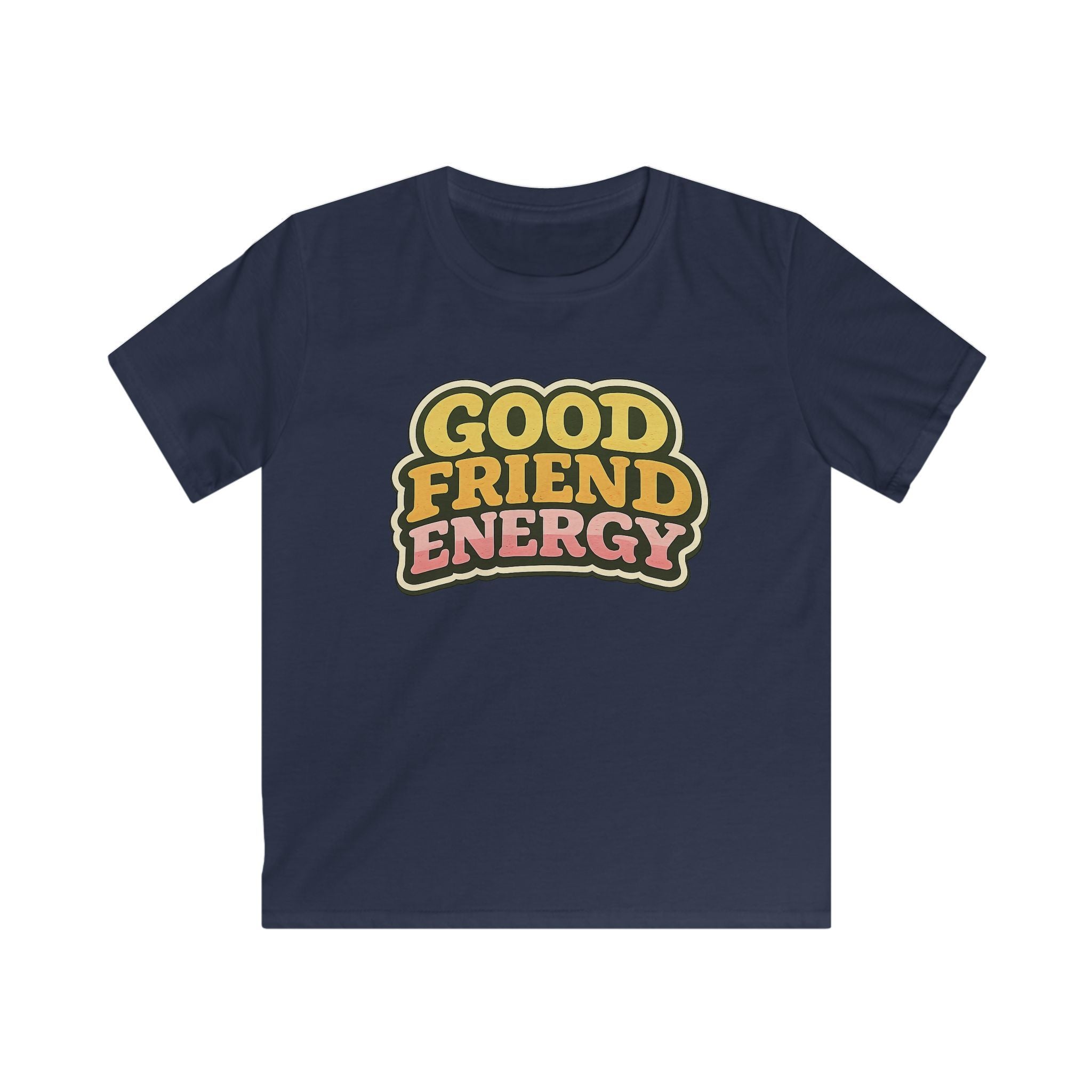 Kids Tee "Good Friend Energy" Retro Graphic Youth T‑Shirt For Boys & Girls