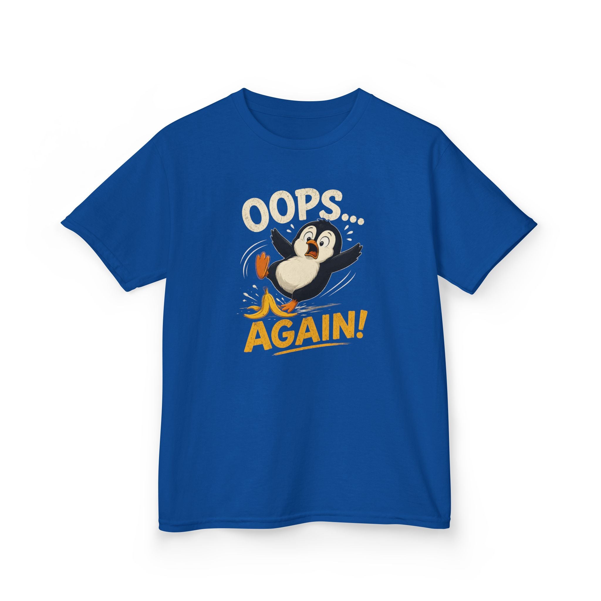 Kids Tee Cute Penguin "Oops... Again!" Funny Graphic T-Shirt