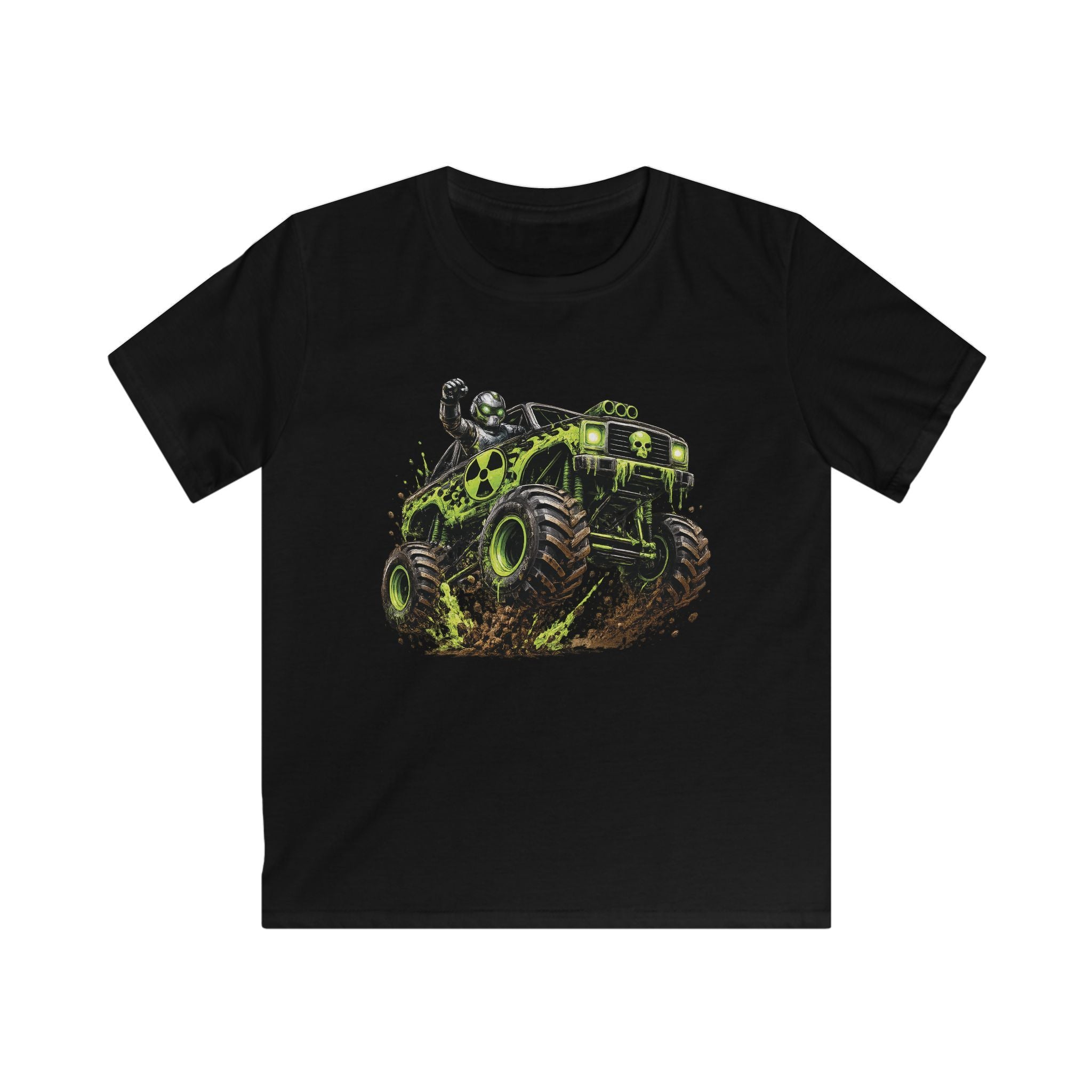 Boys Monster Truck T‑Shirt Green Mud Splash Off‑Road Tee