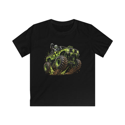Boys Monster Truck T‑Shirt Green Mud Splash Off‑Road Tee